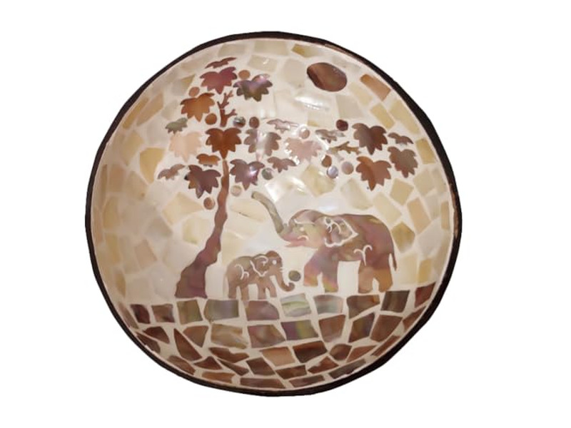 Гравированная кокосовая чаша Кокосовые скорлупы Большой набор для подачи Чаша Держатель Натуральный