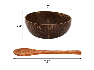 Сервировочная чаша Бамбуковые миски Кокосы Кокосовые вилки Кокосовая чаша Ложка Подставка Тарелка