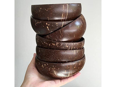 Кокосовая чаша с крышкой Деревянная ложка и чаша Асаи Чаши Ложки Большой салат 10 упаковка