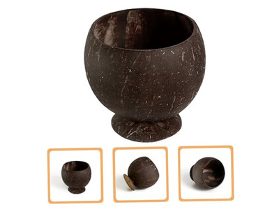 Набор из одной кокосовой чаши, похожей на чашу с подставкой Вьетнамские чаши Логотип Крышка